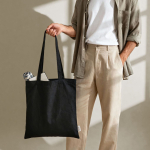 Tote-bag coton recyclé publicitaire 140 g/m2 couleur noir sixième vue