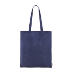 Sac en coton recyclé avec longues poignées 140 g/m2 Upcycling couleur bleu première vue