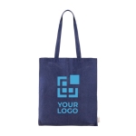 Sac en coton recyclé avec longues poignées 140 g/m2 Upcycling couleur bleu avec zone d'impression