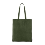 Sac en coton recyclé avec longues poignées 140 g/m2 Upcycling couleur vert première vue