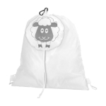 Sac à cordons pour enfant personnalisé polyester en forme d'animal couleur blanc première vue
