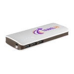 Batterie externe avec logo avec 3 sorties USB 10.000 mAh USB Load couleur blanc vue détail 3