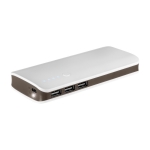 Batterie externe avec logo avec 3 sorties USB 10.000 mAh USB Load couleur blanc première vue