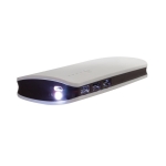 Batterie externe avec logo avec 3 sorties USB 10.000 mAh USB Load couleur blanc troisième vue
