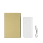 Batterie externe avec logo avec 3 sorties USB 10.000 mAh USB Load couleur blanc quatrième vue