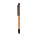 Stylo promotionnels en liège avec logo et encre bleue TriCore couleur noir première vue