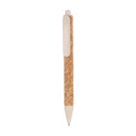 Stylo promotionnels en liège avec logo et encre bleue TriCore couleur naturel première vue