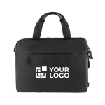 Sacoche pour PC 15” recyclée avec poignées et bandoulière BusinessPro couleur gris foncé avec zone d'impression