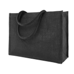 Sac shopping personnalisé en jute noir pour usage quotidien Jute Black couleur noir troisième vue