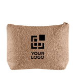 Trousse de toilette coton et polyester à texture bouclée 375 g/m² Sand avec zone d'impression