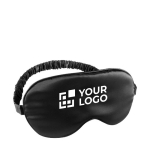 Masque pour les yeux en satin doux pour se détendre avec logo Satin couleur noir avec zone d'impression