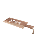 Planche à découper rectangulaire en acacia avec poignée et logo Bread avec zone d'impression