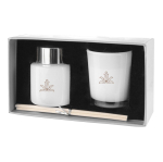 Coffret aromatique avec diffuseur 50 ml et bougie parfumée Wellness couleur blanc quatrième vue