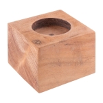 Bougeoir en bois d'acacia avec logo d'entreprise avec bougie Acacia couleur bois quatrième vue