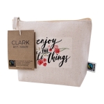 Trousse de toilette publicitaire en coton équitable Clark FairTrade couleur naturel deuxième vue