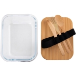 Lunch box en verre avec couvercle et couverts en bambou Eco Glass couleur transparent quatrième vue