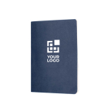 Carnet A5 à couverture en carton avec pages lignées couleur crème couleur bleu avec zone d'impression