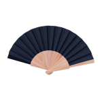 Éventail fabriqué en bois naturel et polyester très coloré couleur bleu marine première vue