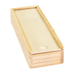 Jeu de dominos publicitaire dans une boîte en bois Dominó WoodBox couleur bois quatrième vue