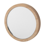 Miroir de maquillage rond en bambou avec sac en coton Make Up couleur bois première vue