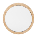 Miroir de maquillage rond en bambou avec sac en coton Make Up couleur bois troisième vue