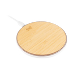 Chargeur sans fil personnalisable avec aspect bambou rond Bamboo couleur blanc première vue