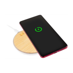 Chargeur sans fil personnalisable avec aspect bambou rond Bamboo couleur blanc vue détail 2