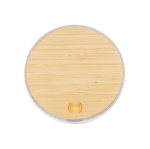 Chargeur sans fil rond aspect bambou Bamboo couleur blanc vue détaillée