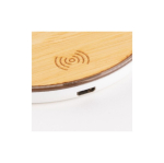 Chargeur sans fil rond aspect bambou Bamboo couleur blanc vue détail 2