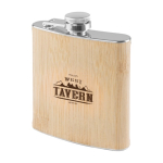Flasque personnalisée en métal avec finition en bambou 175ml couleur beige cinquième vue