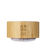 Enceinte Bluetooth personnalisée pas chère en bambou Bamboo avec zone d'impression