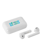 Écouteur simple avec logo et Bluetooth 5.0 couleur blanc avec zone d'impression