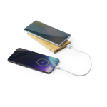 Batterie externe d'appoint en bambou avec recharge sans fil, 6 000 mAh couleur bois troisième vue