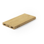 Batterie externe d'appoint en bambou avec recharge sans fil, 6 000 mAh couleur bois première vue
