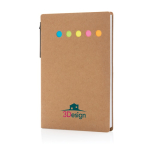 Set de bloc-notes avec feuilles, autocollants et stylo Bloc Circles couleur naturel vue avec logo