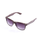 Lunettes publicitaires effet bois avec logo sur la branche PineTree couleur marron foncé troisième vue