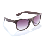 Lunettes publicitaires effet bois avec logo sur la branche PineTree couleur marron foncé première vue