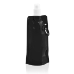 Bouteille en plastique pliable avec mousqueton 400ml Clip couleur noir