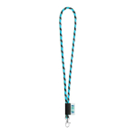 Lanyards tubulaires rayés couleur cyan avec zone d'impression