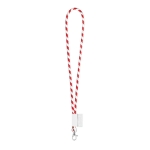 Lanyard tubulaire design rayé livraison 5-7 jours Tube Stripes Clear couleur rouge