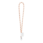 Lanyard tubulaire design rayé livraison 5-7 jours Tube Stripes Clear couleur orange