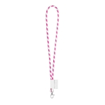 Lanyard tubulaire design rayé livraison 5-7 jours Tube Stripes Clear couleur rose