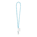 Lanyard tubulaire design rayé livraison 5-7 jours Tube Stripes Clear couleur cyan
