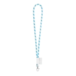 Lanyard tubulaire design rayé livraison 5-7 jours Tube Stripes Clear couleur bleu ciel