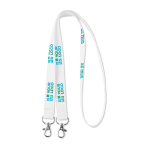 Lanyard double sublimé couleur blanc avec zone d'impression