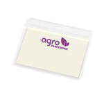 Identifiant horizontal en plastique avec trous pour mousqueton 11x9 cm couleur transparent image avec logo