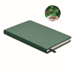 Carnet écologique personnalisé avec des graines A5 pages lignées Grow couleur vert foncé