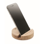 Support pour téléphone portable en bois avec graines de pin Round couleur bois vue principale