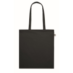 Tote bag publicitaire bio coloré à poignées longues 180 g/m2 EcoCotton couleur noir deuxième vue