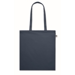 Tote bag publicitaire bio coloré à poignées longues 180 g/m2 EcoCotton couleur bleu deuxième vue